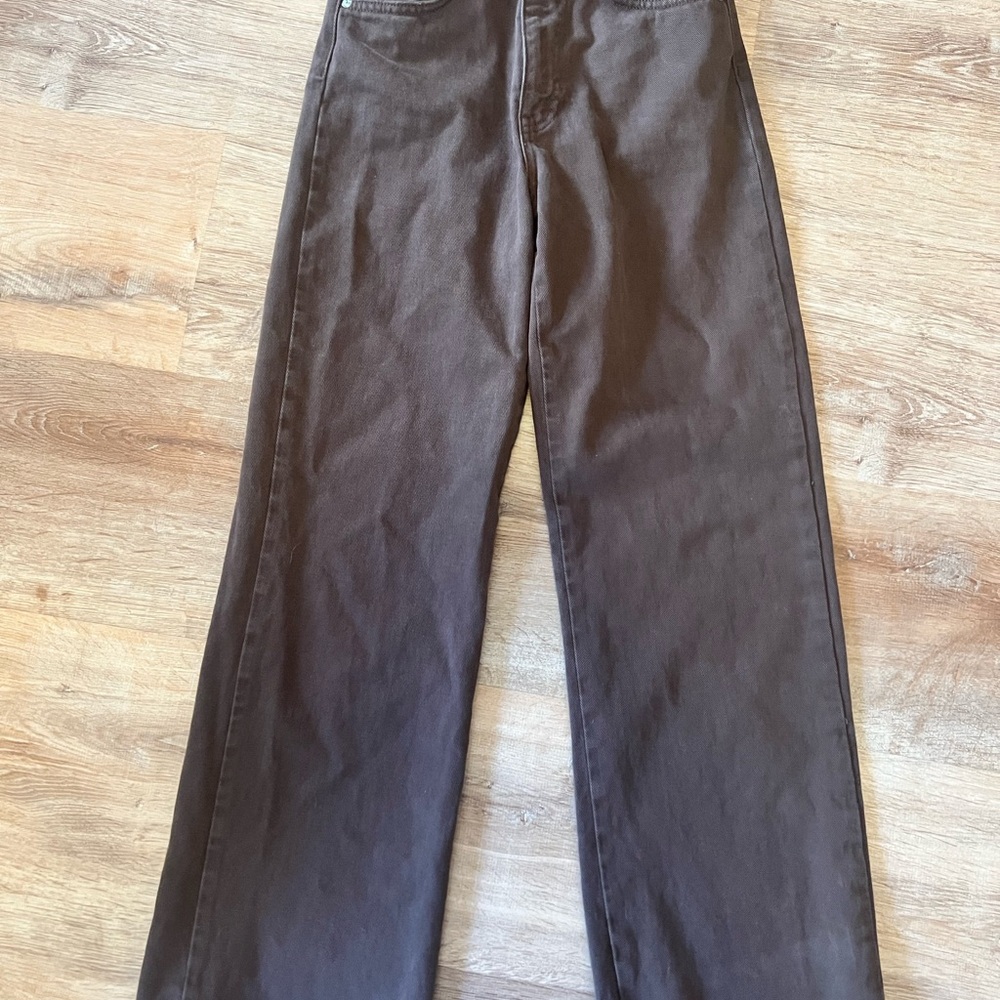 Stradivarius Brown Straight Leg Jeans | UK 6 | Trendy Neutral Denim